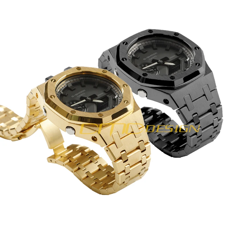 GA-2100 Gen.5 Rainbow color Stainless Steel band Watch strap Metal case Modification Kit for G Shock GA2100 Replacement