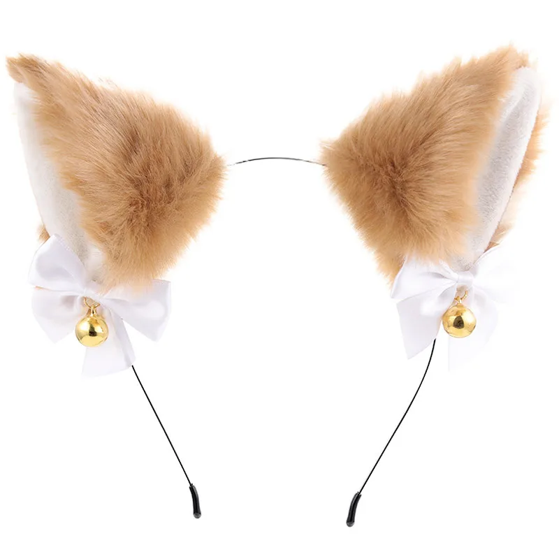 Women girl cat ears bell headband hair accessories