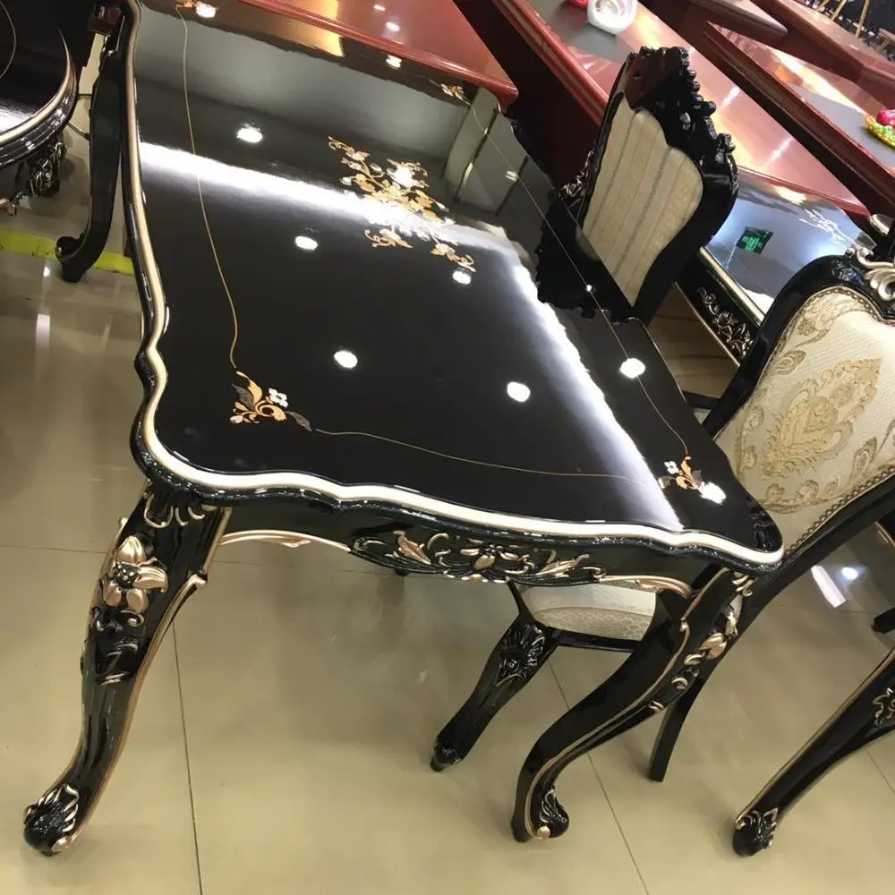 Luxury design dining table and chair set wooden restaurant furniture