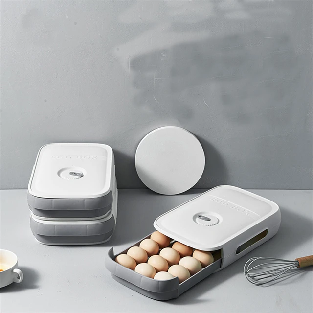 Eggs Holder for Refrigerator Automatic Rolling Antislip Organizer with Lid Egg Storage Container Shelf Kitchen  Egg Tray