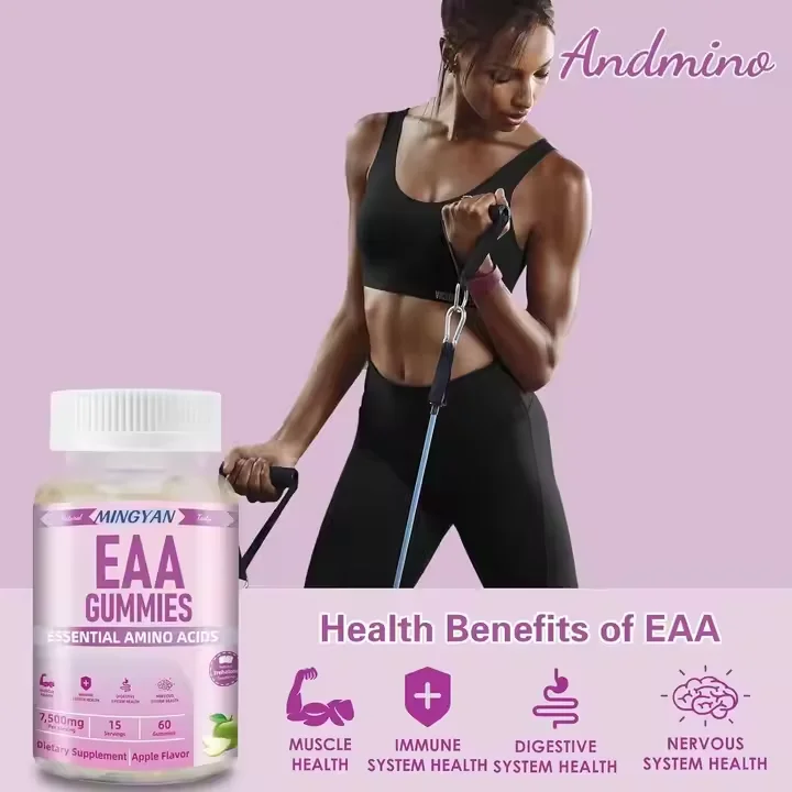 EAA gummies 7500mg with trehalose. Amino acid supplement for muscle, immunity, nerve and digestion health.