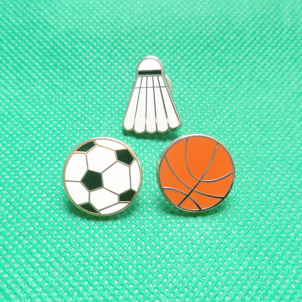 Football Basketball Metal Badge Badminton Alloy Hard Enamel Pin With  Plated Decorative Bag Butterfly Hat Sports Series Badge