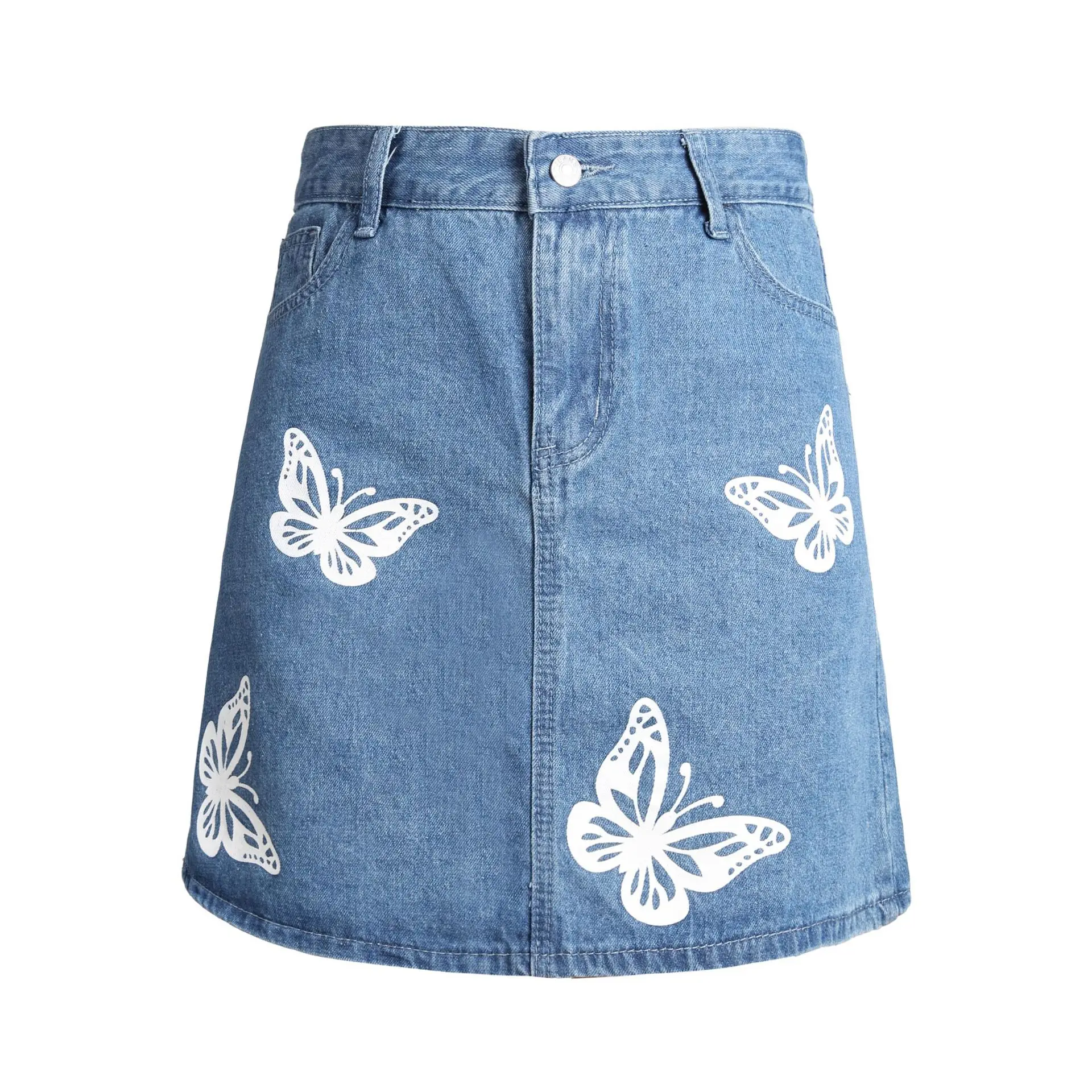 SK2008 Hot Sales New Arrivals Slim High Waist Printed Ripped Short Jeans Skirt Ladies Jeans Skirts