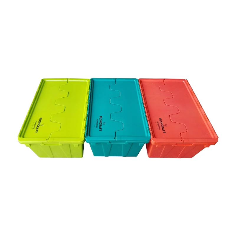 70L Large Plastic Foldable Lid Plastic stack and nest crates