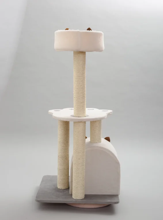 2021 New Design Scratching Posts and Plush Condos Activity Kitten Centre Tower Equipped Cat Tree with Basket