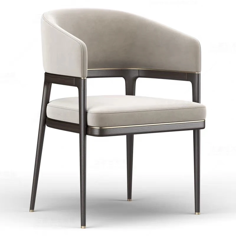Nordic Modern Solid Wood Dining Chair Designer Hotel Cafe Backrest Armrest Leisure Chair Home Restaurant Study Chair