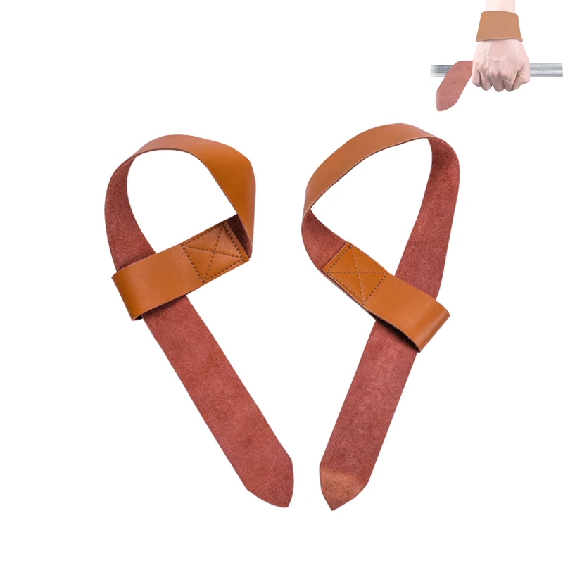 Pull-Up weight lifting strap Fitness Cowhide Wrist Straps Custom logo wrist guard hard pull strap