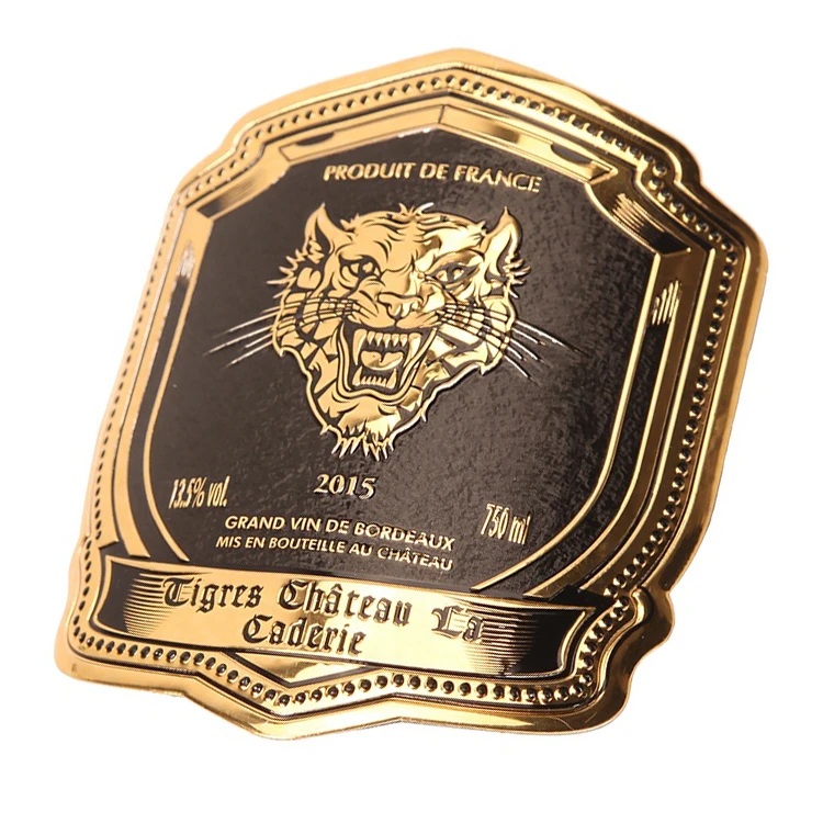 Recyclable Perfume 3d Metal Aluminum Private Label Logo Stickers Wine Bottle High Quality Wholesale sticker wine