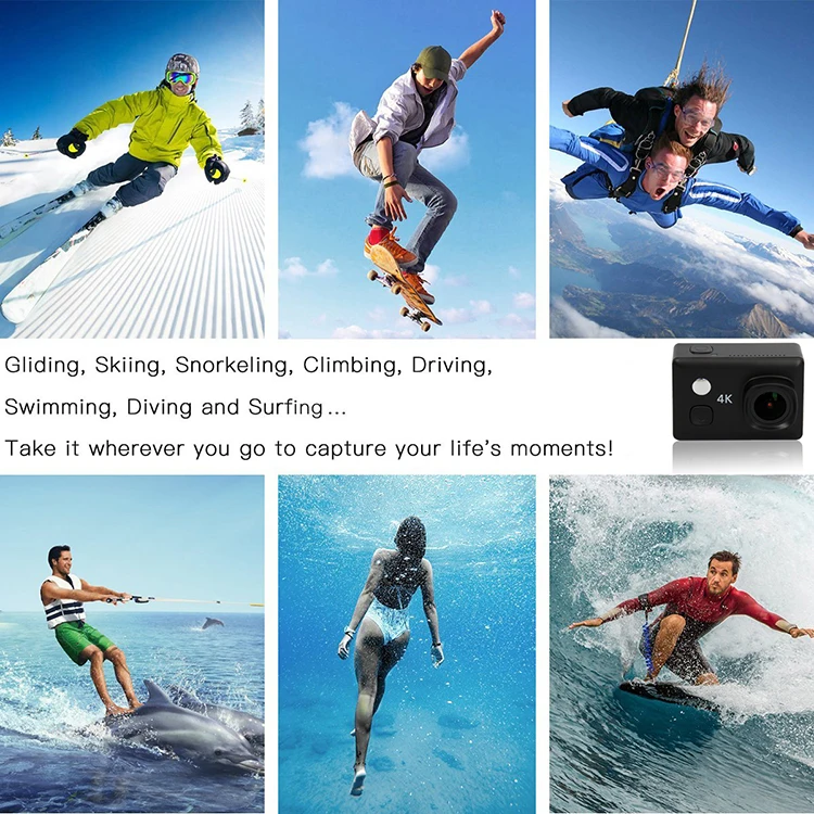 Action Camera Ultra HD 4K Sports Cameras 30M Waterproof Camcorders for DJI Drones Fishing Kids Girls Boys Toddler Gifts 4K Cams