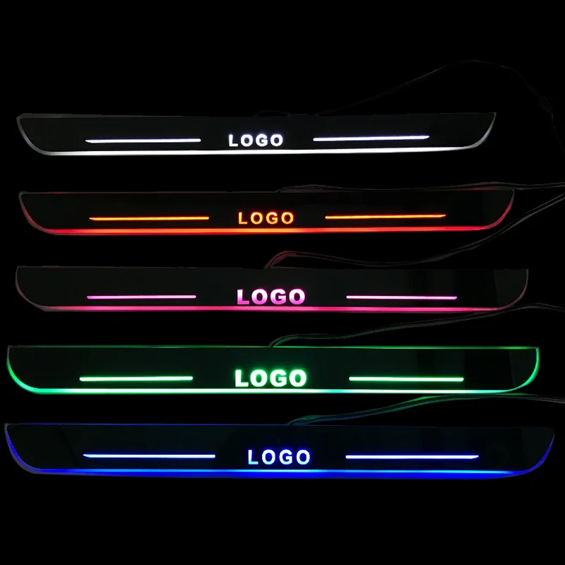 USB логотип на заказ светодиод 7 меняющихся цветов подсветка для автомобиля акриловая подвижная светодиодная подставка порога