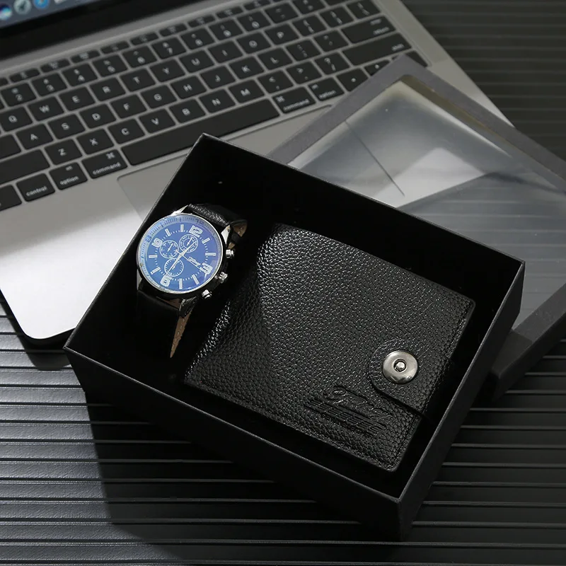 Watch And Wallet Gift Set For Men Top Brand Luxury Business Quartz Wristwatch Boyfriend Men Original Gifts