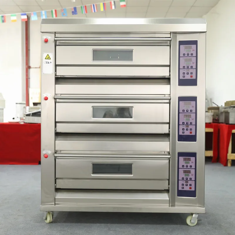 High quality bakery equipment HLY-306DB digital 6 trays 3 deck oven gas oven