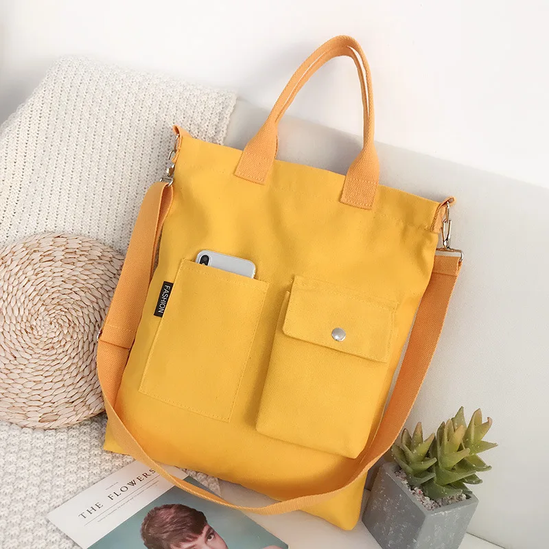 Custom Logo Print Eco Friendly Reusable Cotton Canvas Shopping Tote Bag With Shoulder Strap