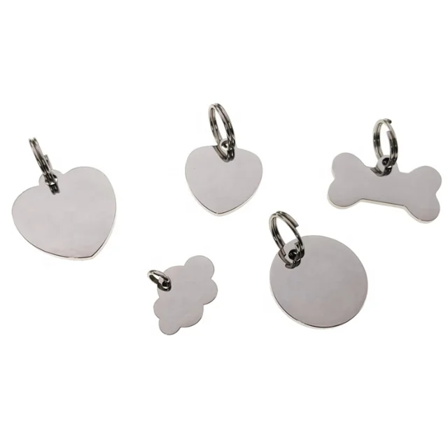 Yiwu Aceon Stainless steel Round Wire Split Ring Attached Pet ID Collar DIY Laser Engrave No Scratch Cloud Bone Heart Dog Tag