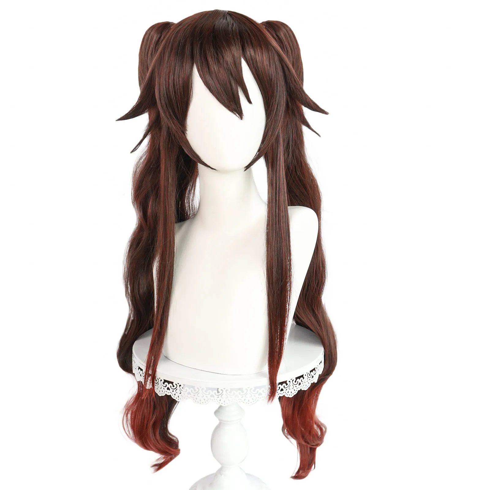 ANOGOL Genshin Impact Cosplay Hu Tao Cosplay Wig 115cm Brown Claw Clip Ponytail Hutao Hair