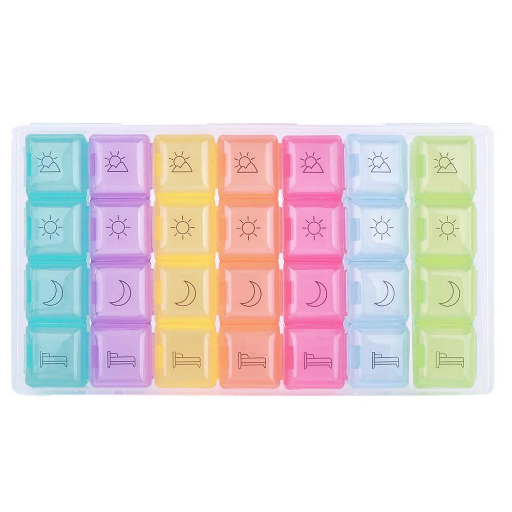 Коробка для хранения таблеток, медицинский ящик, органайзер на 7 дней, с 28 отделениями, 3 портативных дорожных коробки для таблеток.