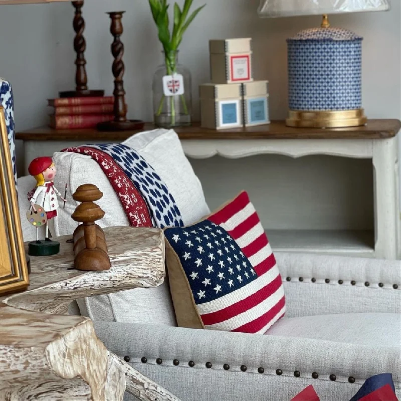 USA Flag Handwoven Luxury Sofa Throw Pillow Cover