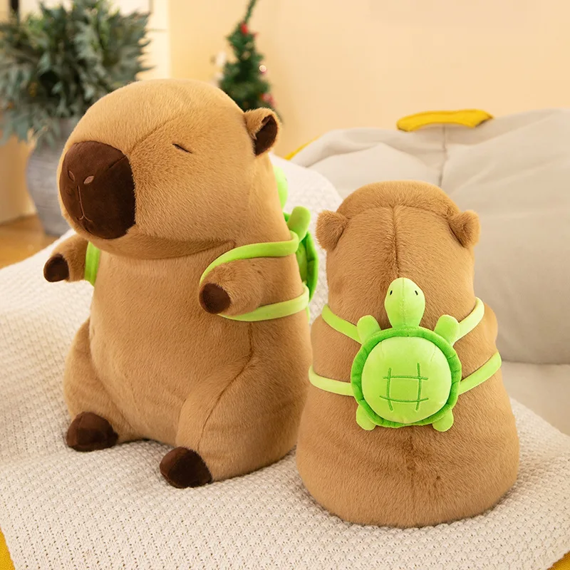 Новое поступление 14-дюймовые peluches capybara несущие черепаху коричневые фаршированные капибара милые плюшевые