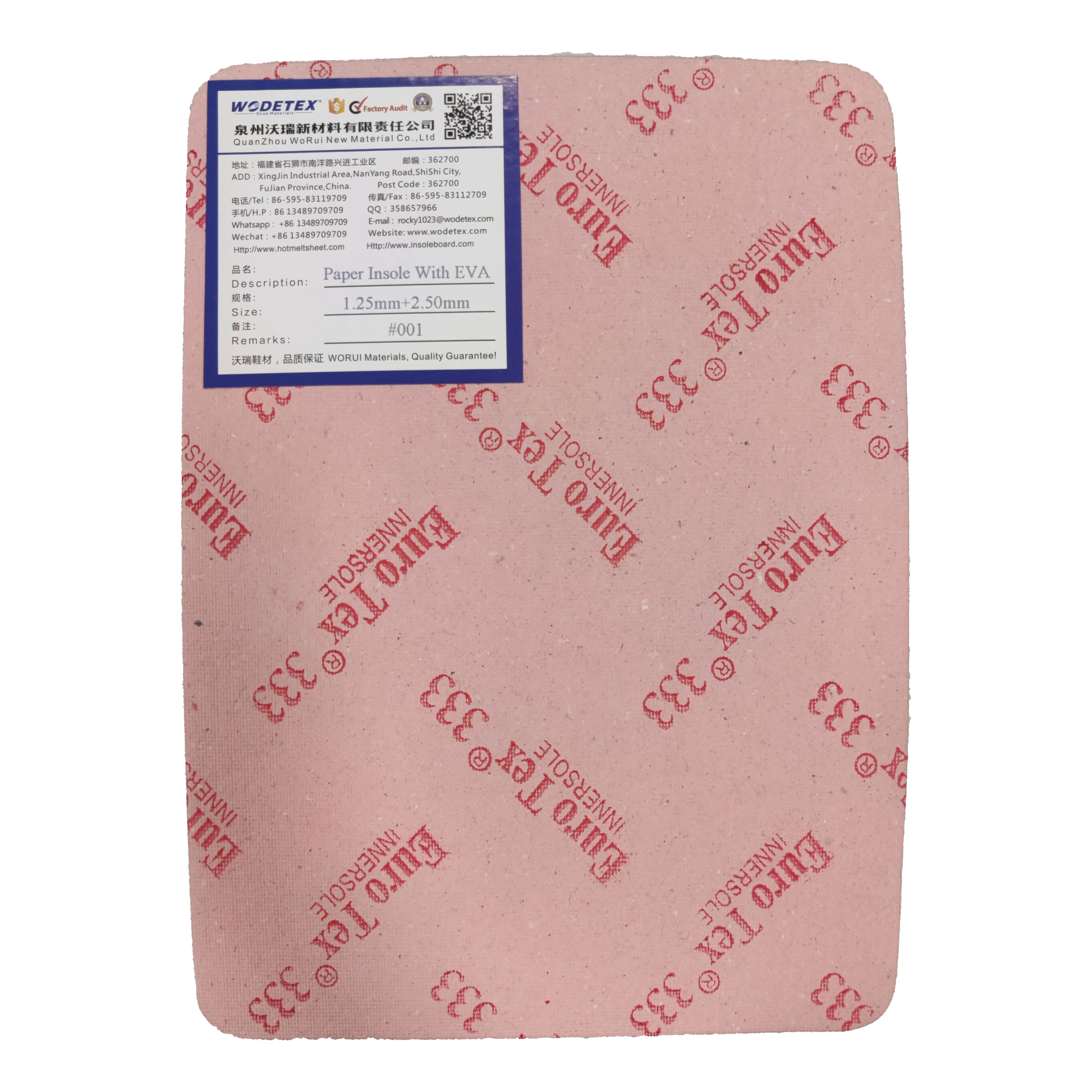 High Quality Texon Insole Sheet With Eva Foam Sheet