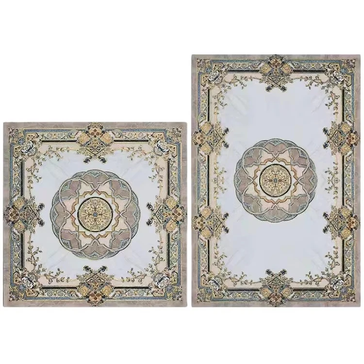 Carpet Floor Glazed Polished Porcelain Tiles Plated Gold Silver Crystal Surface Decoration Flower Designs Decoration Villa Hotel