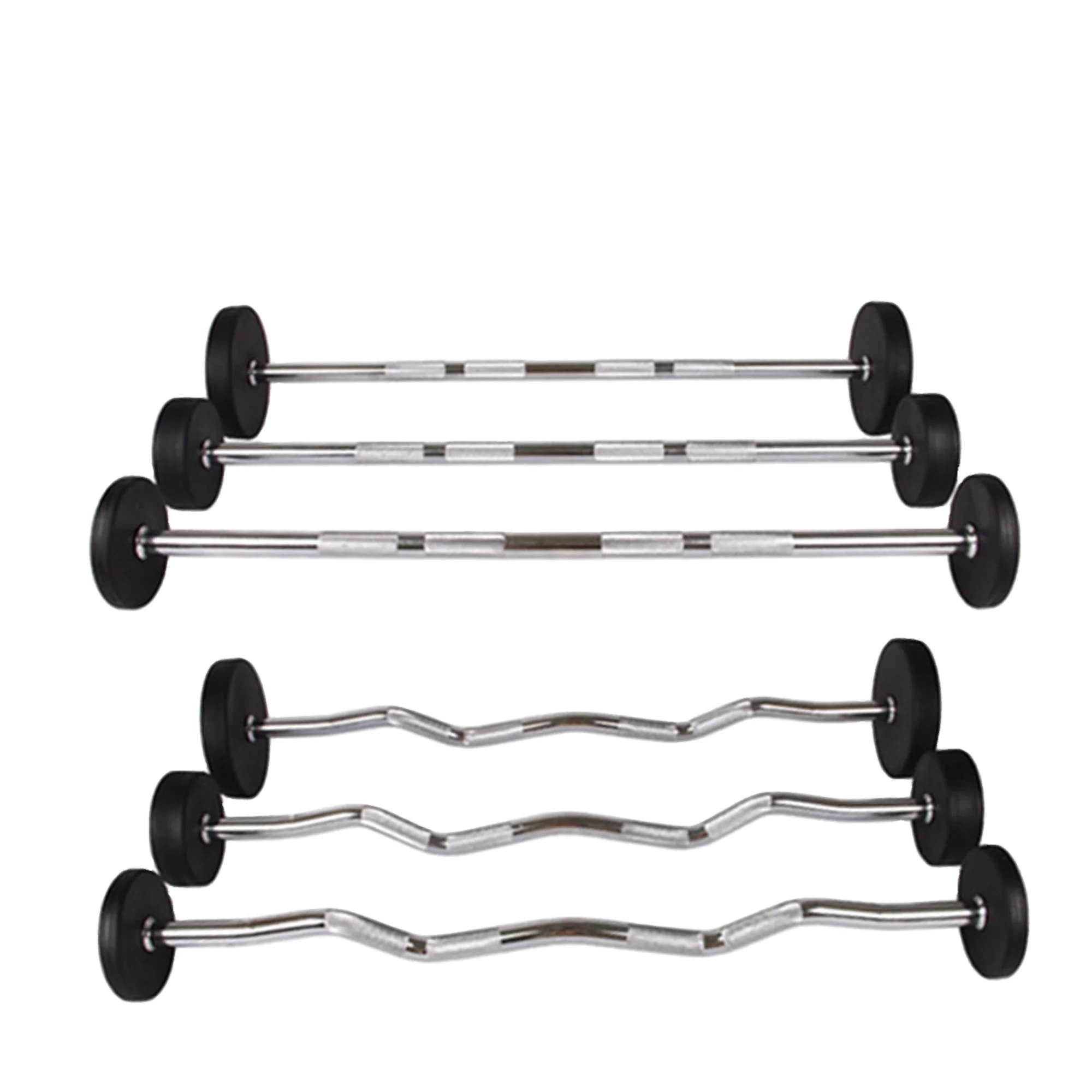Top Sale Indoor Fitness Equipment Weightlifting Straight Curl Rubber Barbell Bar for Gym