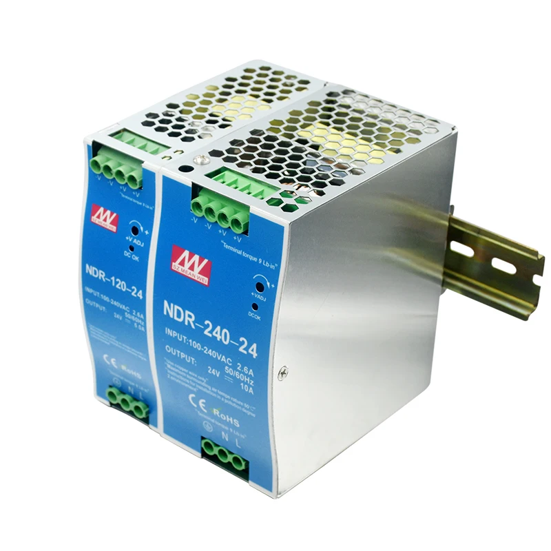 NDR-75 120 240 480 серии 75 480W 12V/24V/48V AC-DC БП din-рейка SMPS оригинальный бренд MEAN WELL представляет импульсный источник питания светодиодного