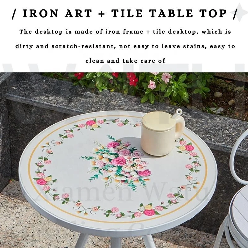 New flower pattern warm color grid creative combination Mosaic table and chair