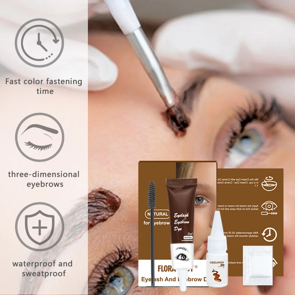 Custom eyelash and brow code stain kit private label professional perma blend pigment henna tattoo tinted dye brow cream gel