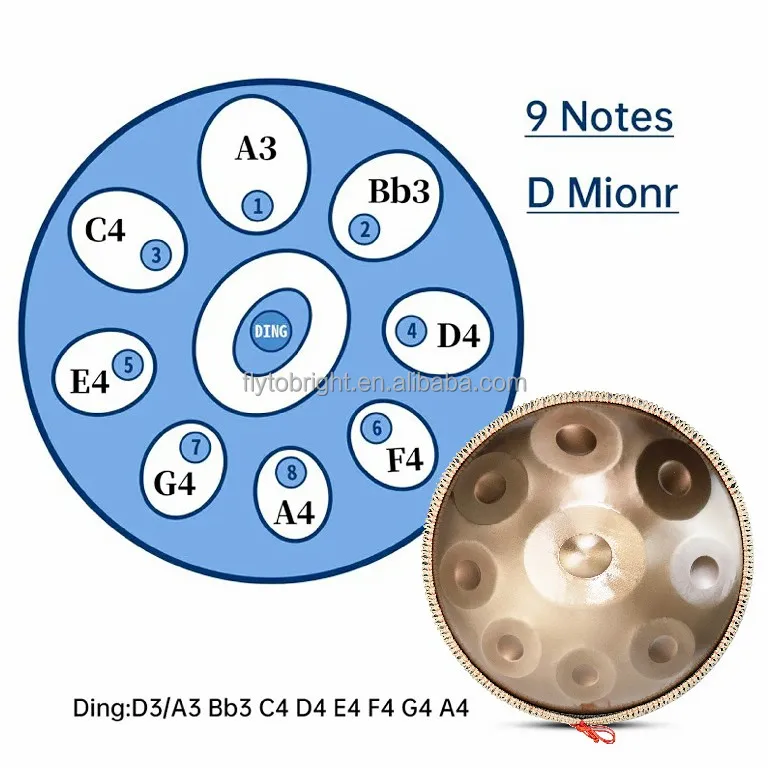 22inch Handpan Drum 12notes / 10notes /9notes instrument for beginner With Hand pan Case and  stand