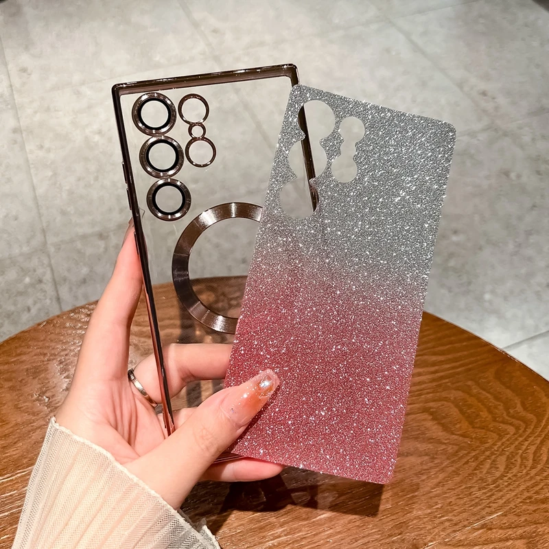 Soft TPU Plating Protective Phone Case with Magnetic Camera Protective Mobile Back Cover Case For Samsung Galaxy S25 Ultra