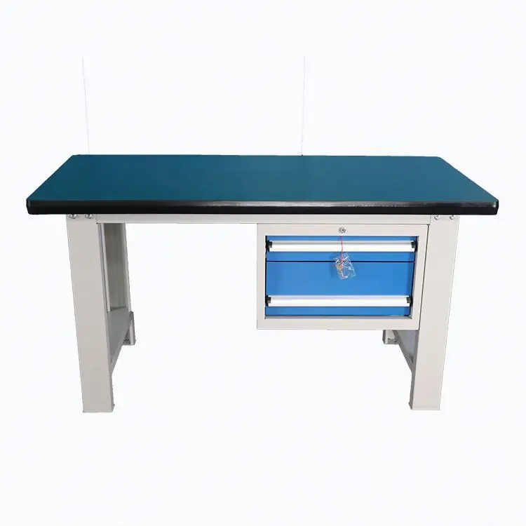 Industrial heavy duty garage lab workbench with rubber mat top