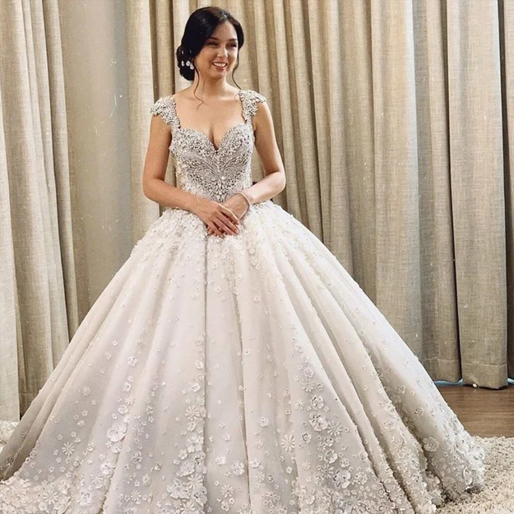 Hochzeitskleid Maternity Dresses Princess Women Ball Gown Beaded Shoulder Wedding Dress Bridal Gowns With Royal Train