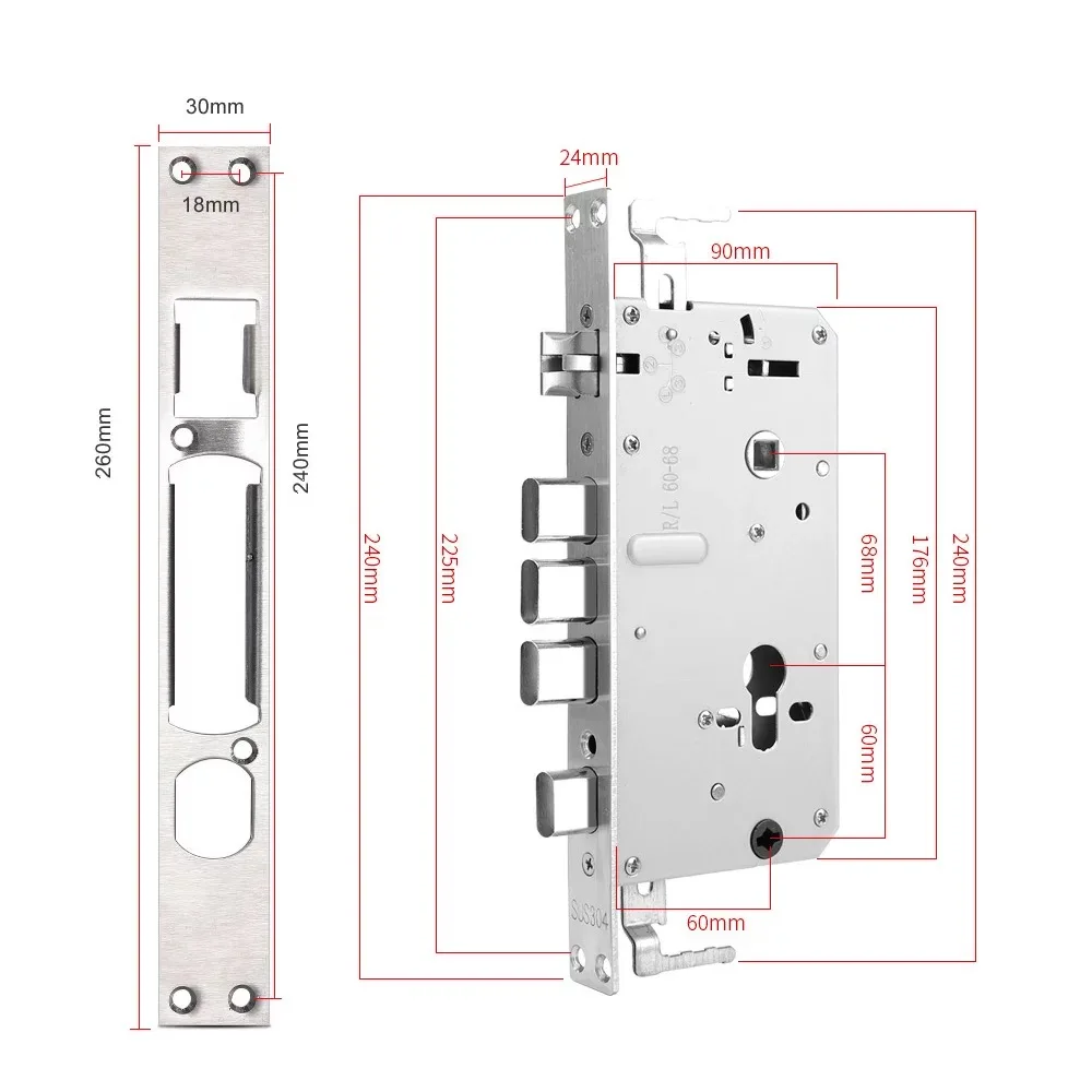 Factory Price Aluminum Door Lock Mortise Electronic Keyless Lock Body