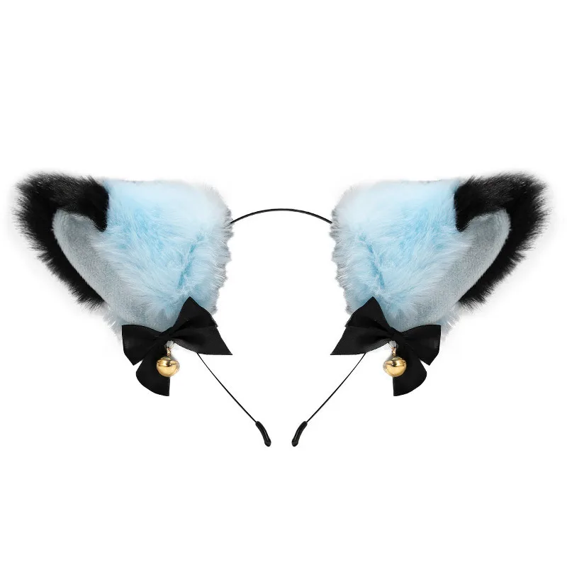 Girls animal ear head band costume party faux fur headdress cosplay fox ear headband with bow