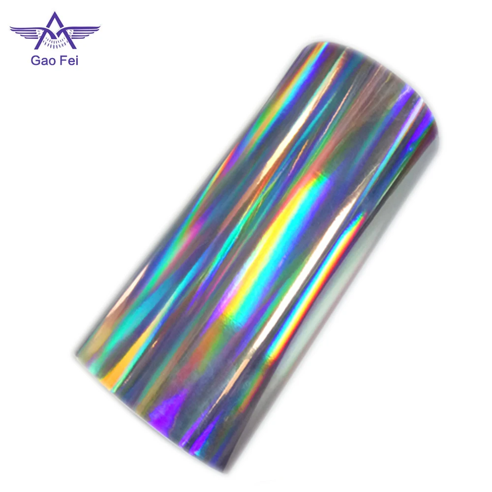 holographic stickers film custom size pattern color self adhesive cold lamination film roll