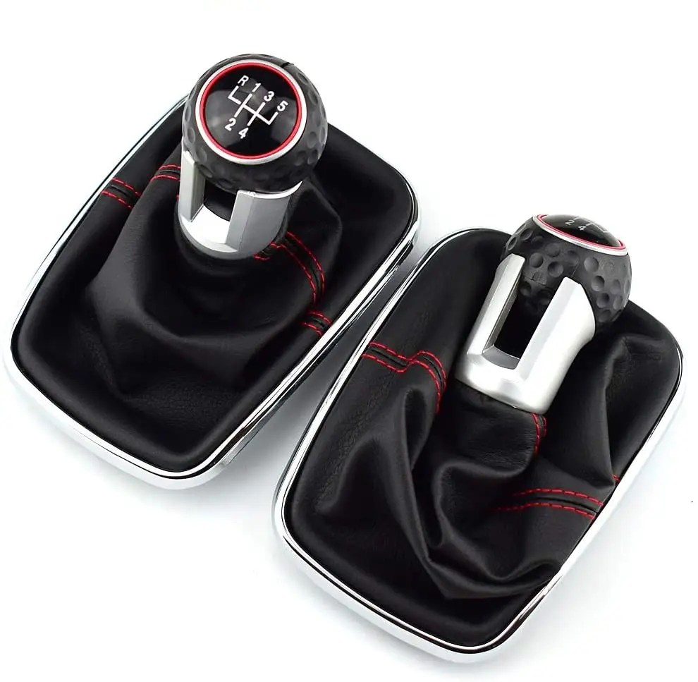 matte frame ring 5 6 Speed Shifter car Gear Shift Knob Gaitor Boot gearbox head for VW Mk4 Jetta 05