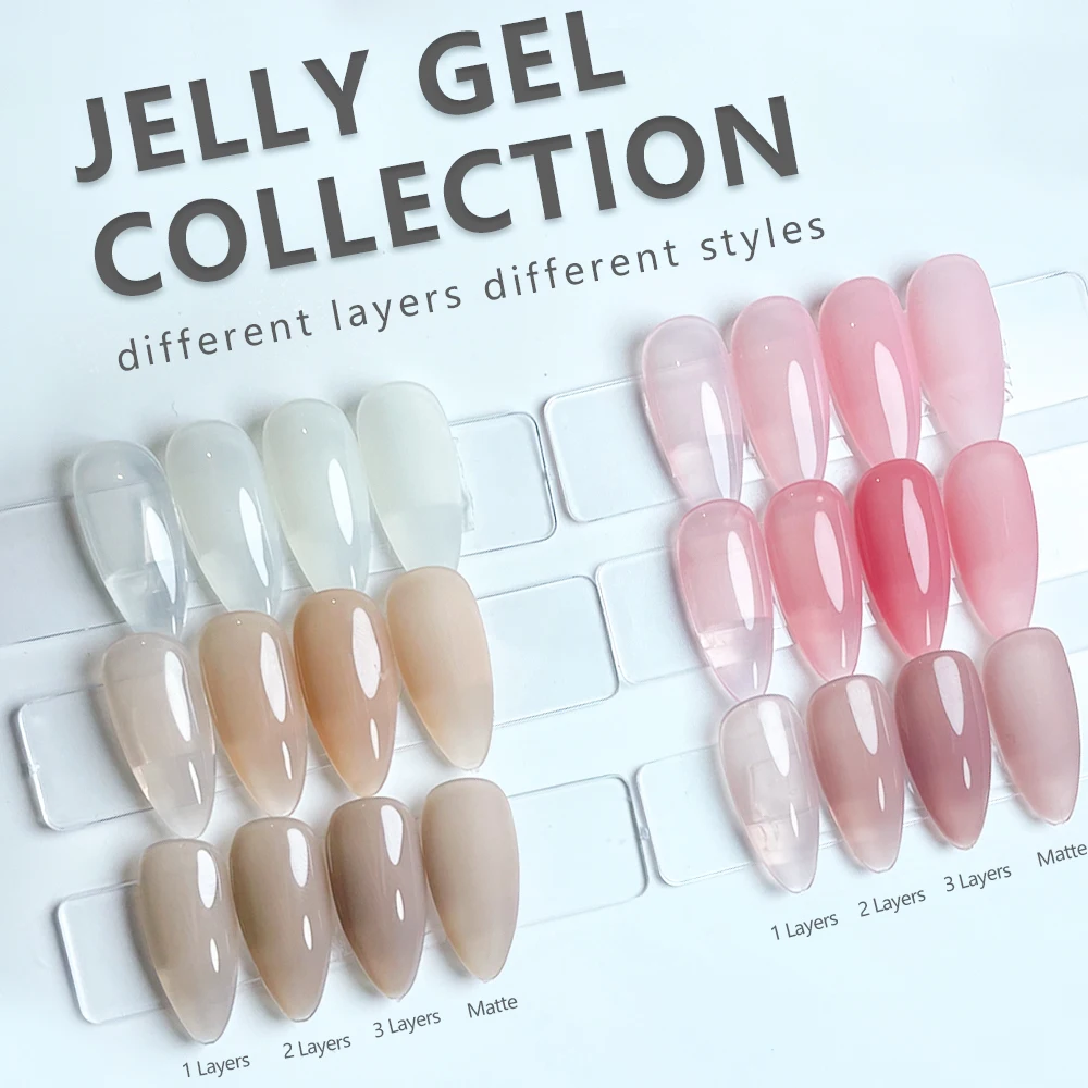AOPMALL OEM Pink Milky White Translucent Nude Jelly Gel Nail Polish For Nail Art French Manicure