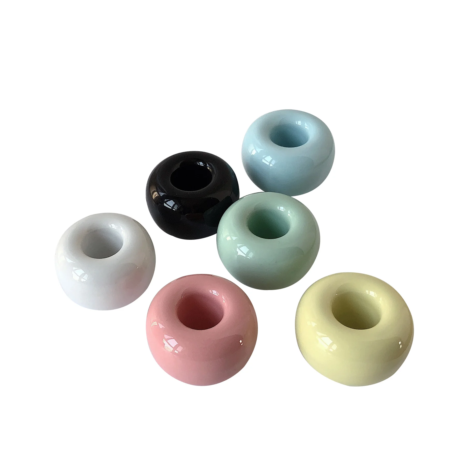 Modern creative bathroom ceramic toothbrush holder colorful round Porcelain holder for toothbrush