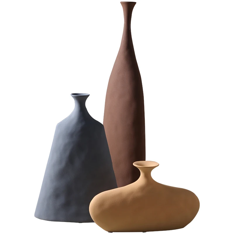 Nordic style minimalist home decoration blank art flower vase Chinese plain embryo ceramic vase