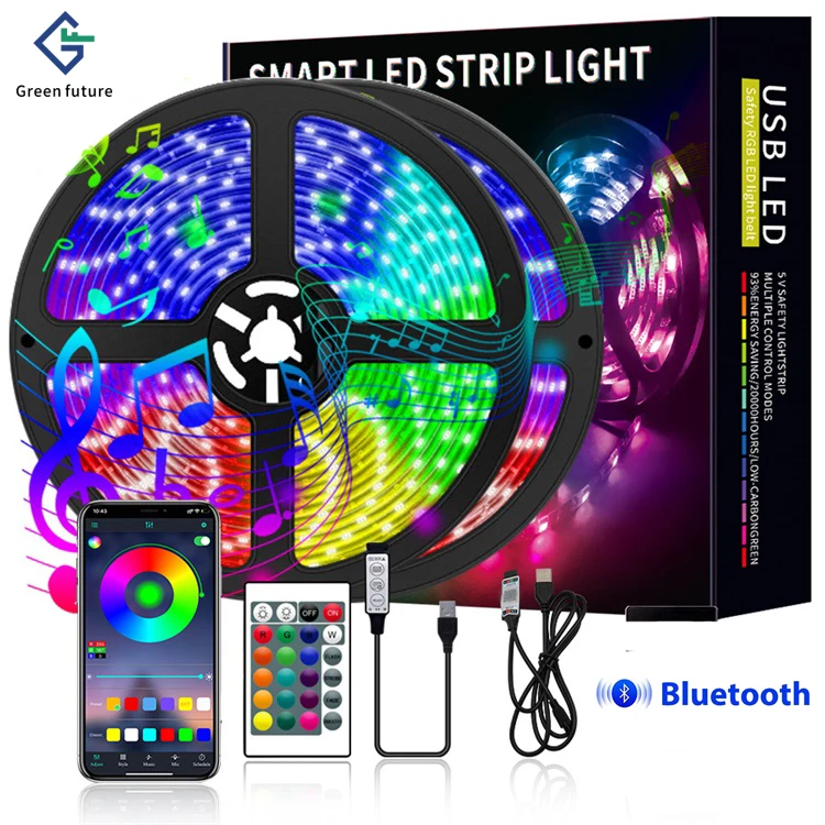 5050 Светодиодная лента RGB 5 В IP20 дистанционное управление через bluetooth синхронизация музыки для домашней вечеринки