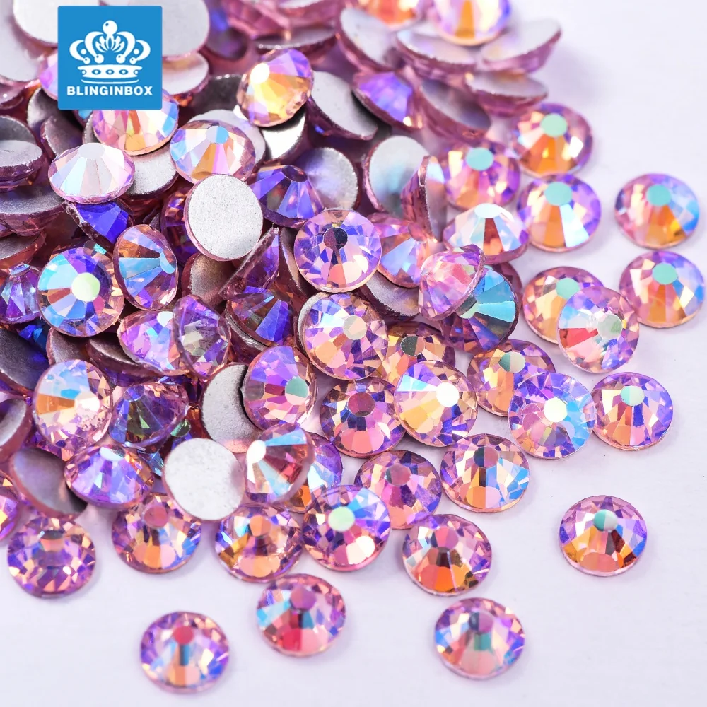 Blinginbox красочные SS3-SS40 не Hotfix горный хрусталь кристалл AB блестящие стразы цепочки с кристаллами серебрянной акантовкой FlatBack Стразы для дизайна ногтей