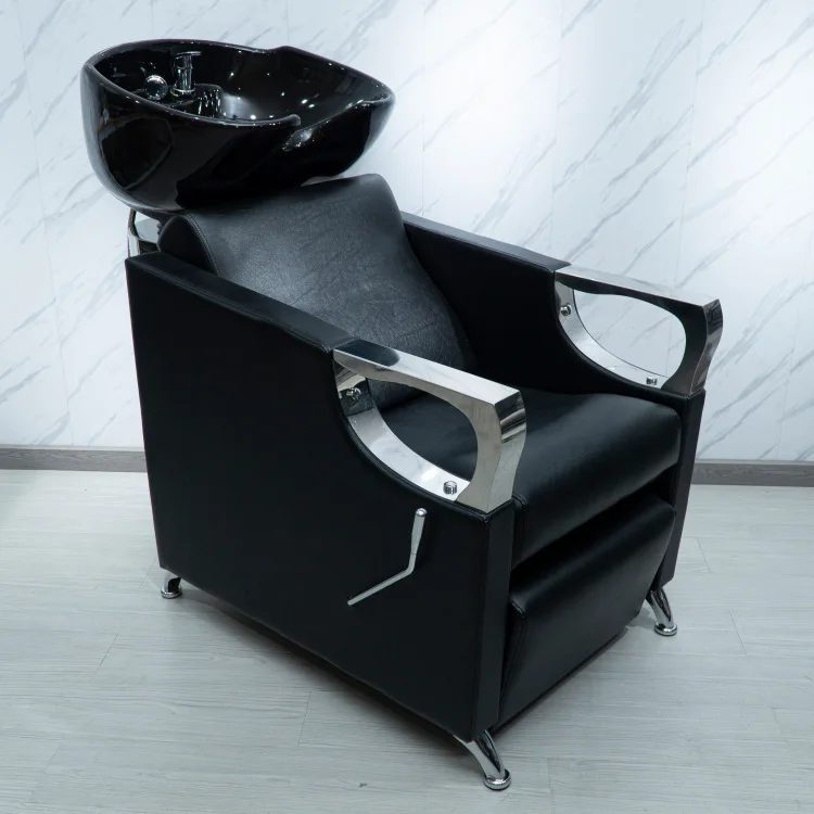 Hair salon furniture backwash unit hair wash chairs head washing bed black shampoo chair