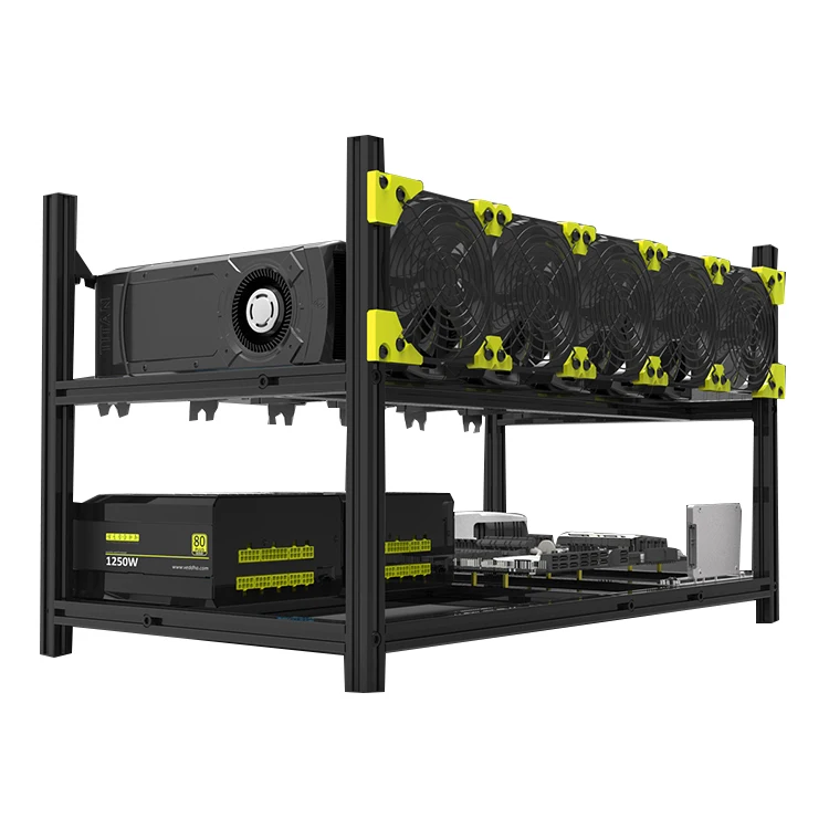  Стойка для добывающей установки 6 GPU алюминиевый Штабелируемый корпус майнинга открытая рамка биткоинов Ethereum