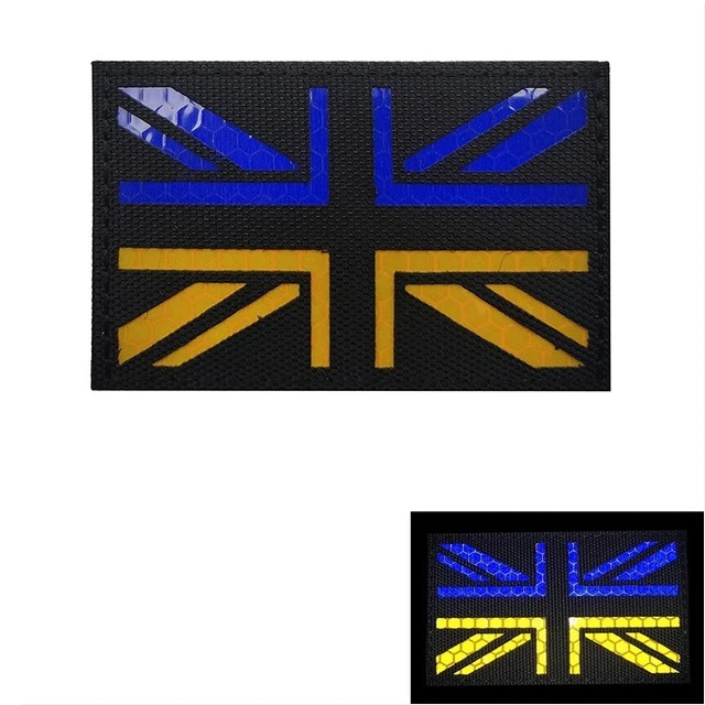 Ukrainian National Emblem Tactical Badge  IR Infrared Black Reflective Flag Patches For Hook&Loop