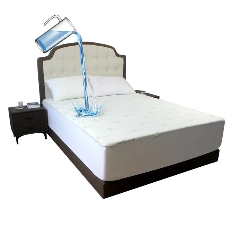 Wholesale full size anti bacteria breathable cooler bamboo jacquard fibre waterproof mattress cover protector for hotel
