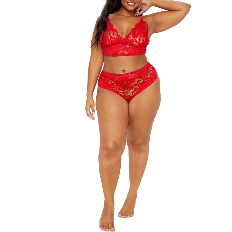 New Design Underwear Set Strappy Sexy Red Color Womens Lace Lingerie Bra And Panty Set