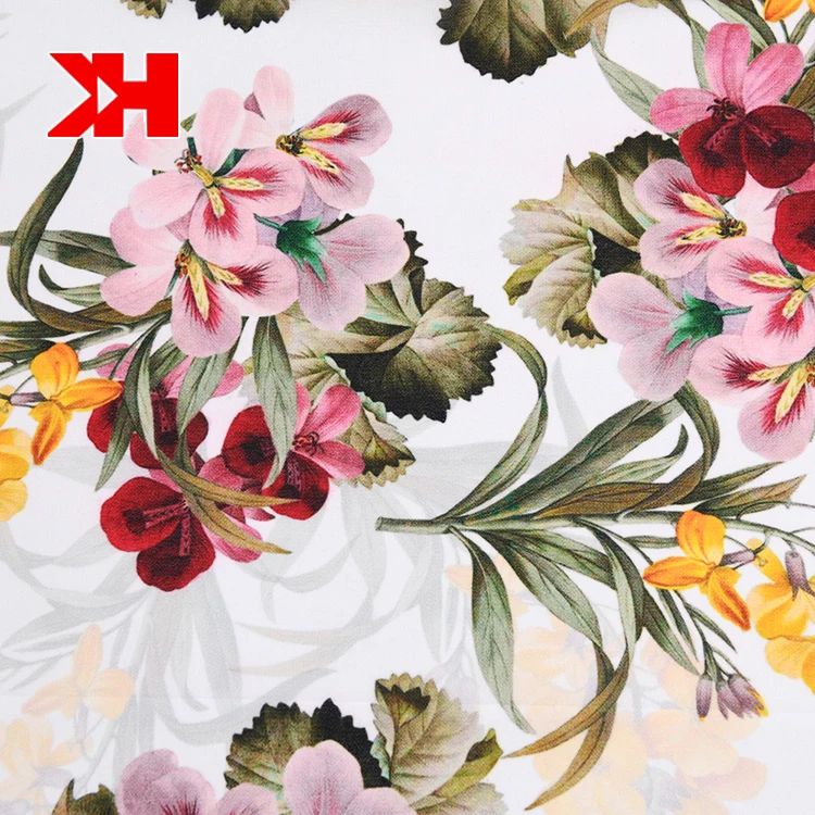 Modern latest polyester 95GSM red floral design pearl chiffon fabrics for dresses