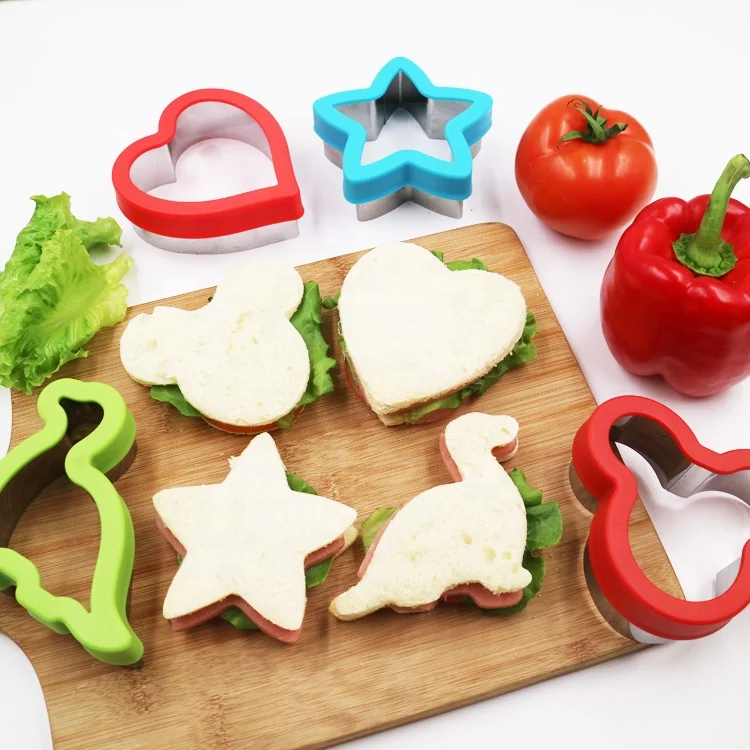 
Stainless Steel Sandwiches Cutter, Mickey Mouse & Dinosaur & Heart & Star Shapes Cookie cutter Biscuit Cutter -Food Grade Biscui 