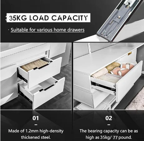 45mm soft close Ball Bearing Telescopic Slides 3 Fold Hydraulic Soft Closing Drawer Slider Rails damper telescopic channels