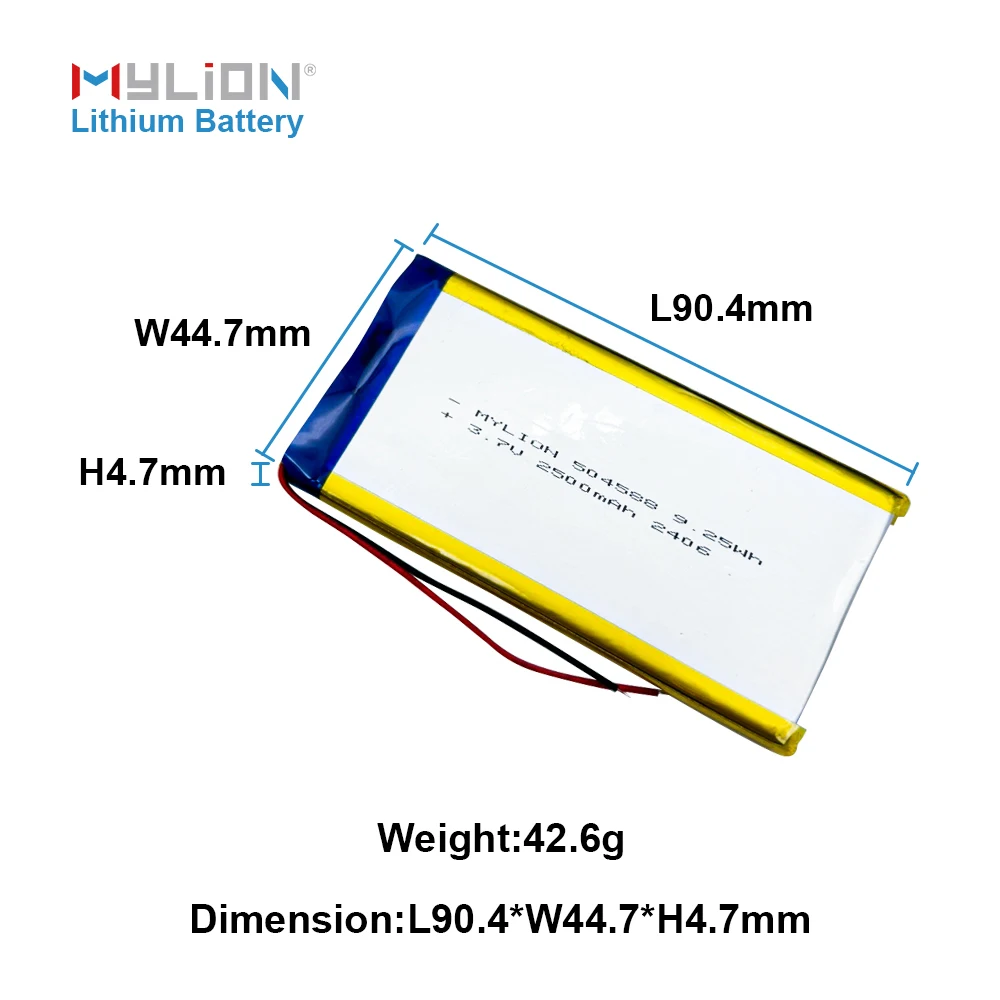 High Rate Mylion Slim Lipo 3.7V 7.4V 11.1V 2500mAh 504588 Mini 3.7V Polymer Battery Lipo Smart Watch Bluetooth Device RC Drones